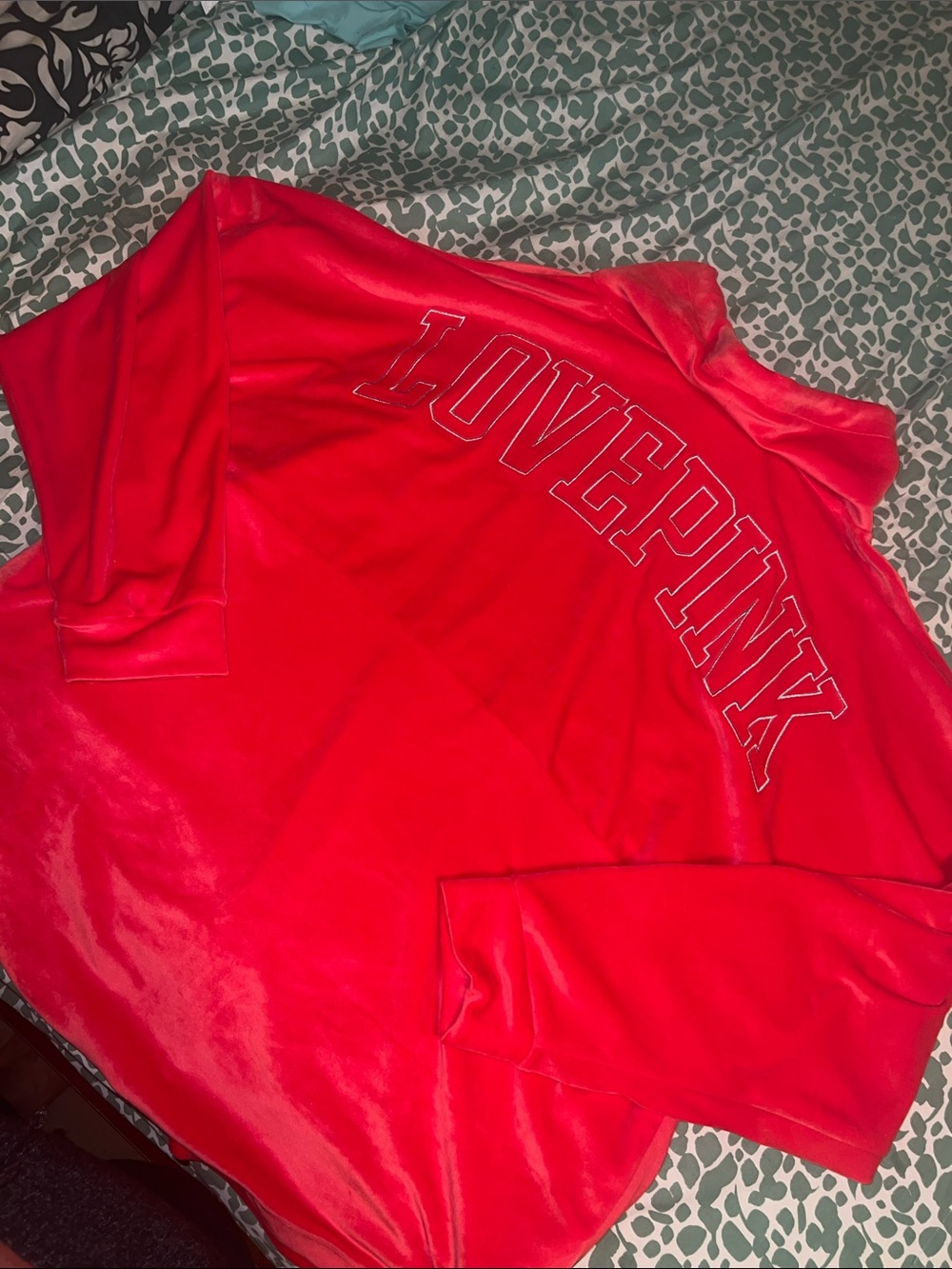 PINK Victoria's Secret Red Cowl Sweatshirt - LOVE PINK Logo